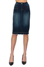 Women's Juniors/Plus Size Middle - Length Stretch Denim Pencil Skirt