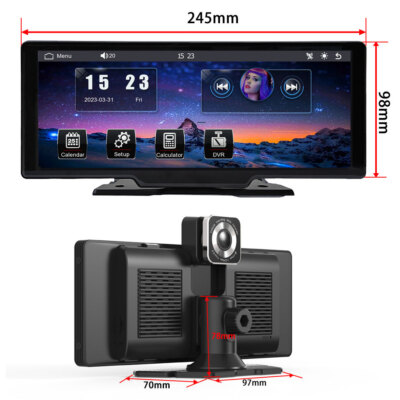 10'' Wireless BT Android Auto Stereo HD Navigation GPS DVR Apple Carplay+Dash Cam