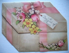 30's Bouquet of cheer box of Spring flowers vintage Get Well greeting card *H2