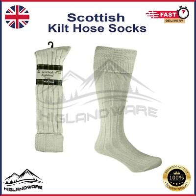 Bagpiper's Socken Schottische Highland Kilt Outfit' Hose für Männer Ivory Farbe