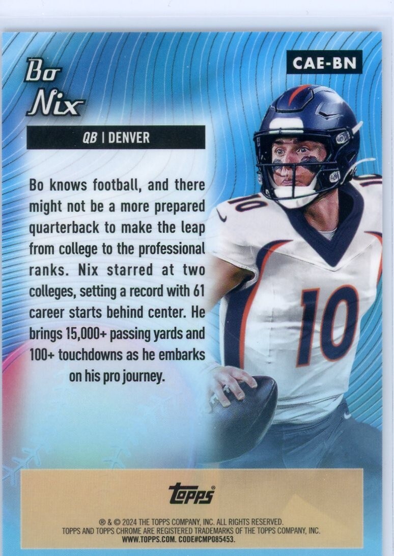 2024 Topps Chrome Football Bo Nix All-Etch Gold Refractor