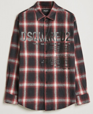 Herren Dsquared2 Schulterfreies Flanellhemd schwarz/rot Größe Medium UVP 560 £ #V7
