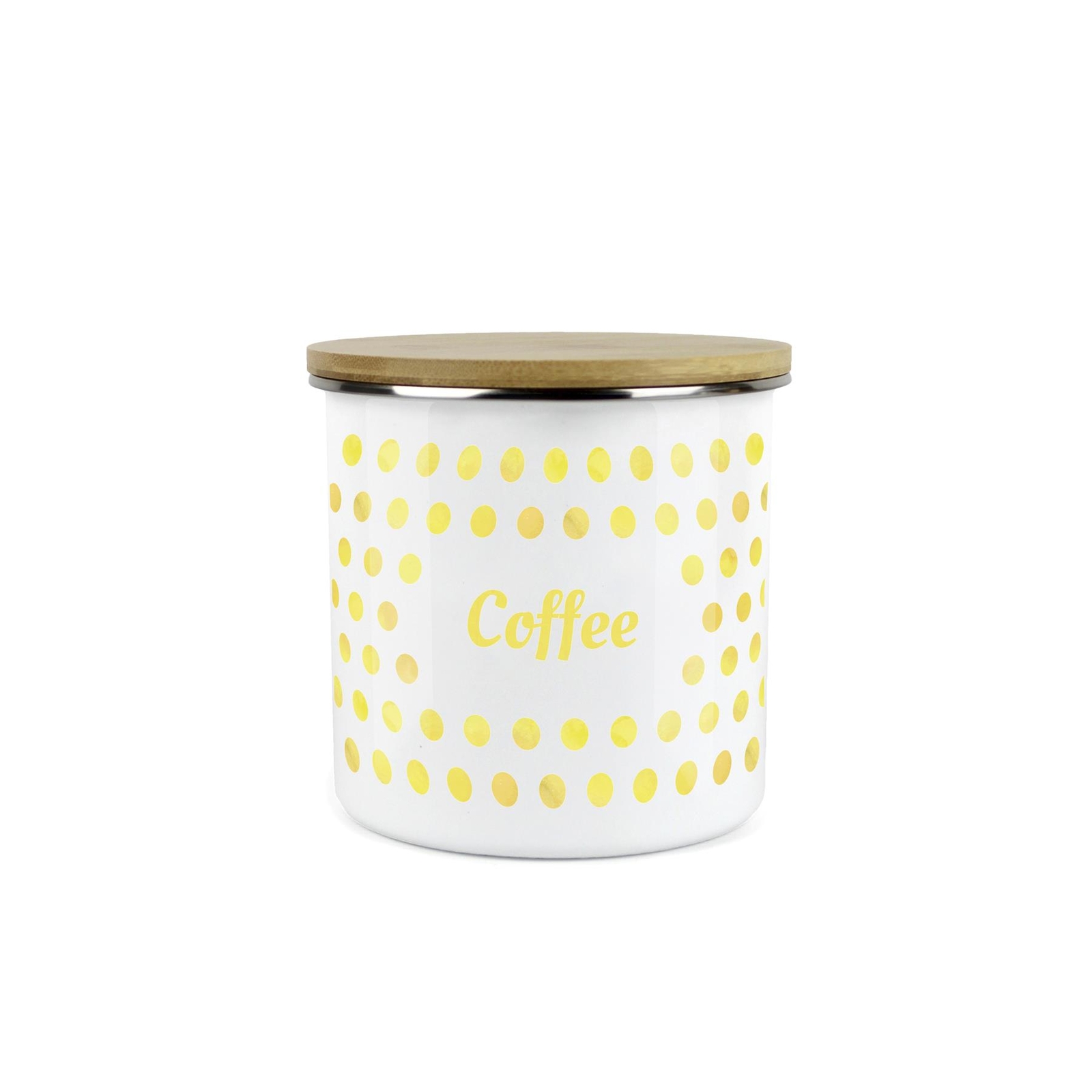 Polka Dots Coffee Canister - Yellow & White Spotty Medium Kitchen Storage Jar