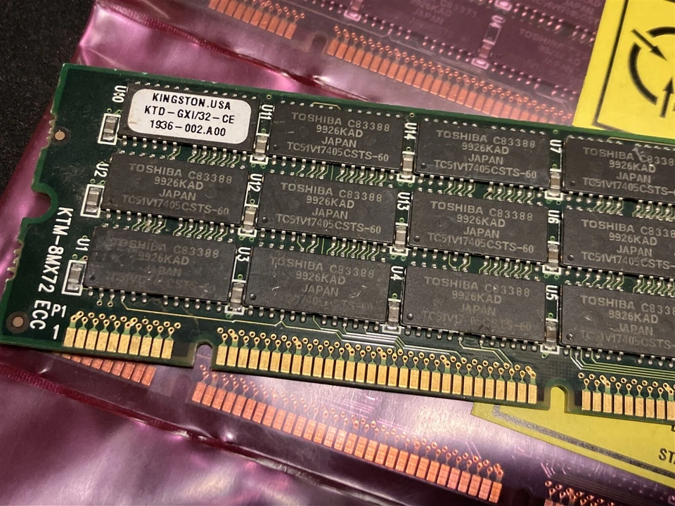 4x 32MB Kingston ECC Unbuffered EDO RAM DIMM 168-Pin 4Mx72 Memory 3.3V 60ns - Image 4 of 4