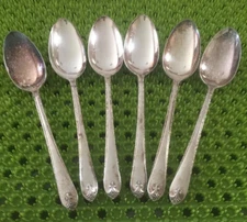 Wm Rogers EXQUISITE International Silverplate 6 Teaspoons 1940 Flatware - 6 1/8”
