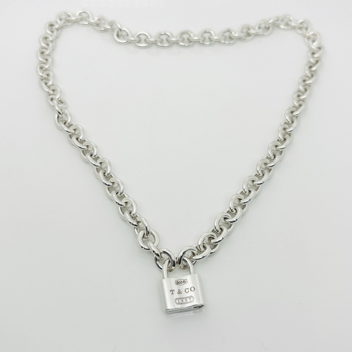 Tiffany & Co 1837 Padlock Rolo Chain Necklace in Sterling Silver