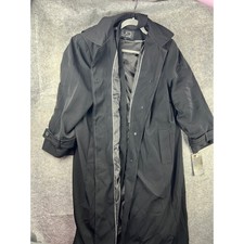 Utex Design Classic Black Belted Trench Coat Size 16 Nwt