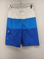Ocean Pacific Boys Swim Trunks Blue White XL 14-16 Youth Board Surf Beach Lined 