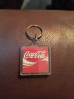 Vintage Plastic Coca Cola Keychain Red/White Square Logo