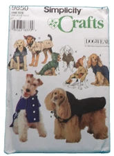 Vintage Simplicity Crafts Sewing Pattern 9850 Dog Wear / Coats UNCUT 1996