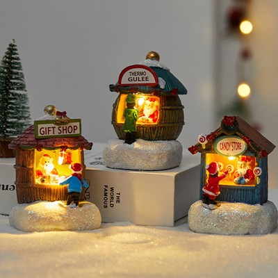Christmas Light Up Village House LED Light Christmas Santa's Shop Scene Display