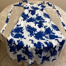 Shein Womens Blue White Floral Open Back Sleeveless Maxi Dress Size SMALL NEW!