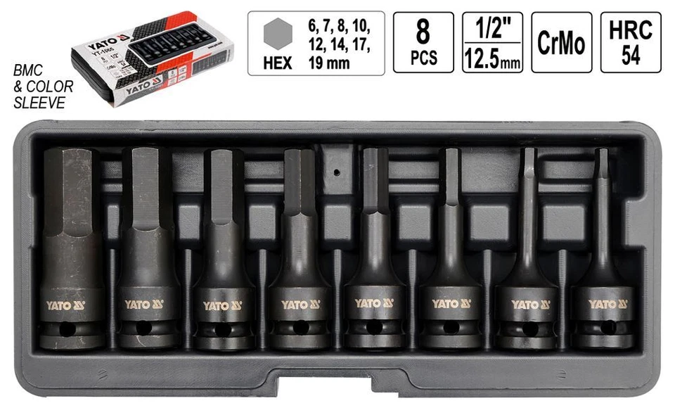 Schlagschrauber 1/2“ Nuß Innensechskant Inbus 6 Kant Satz 8 Tlg. - Bild 2 von 4