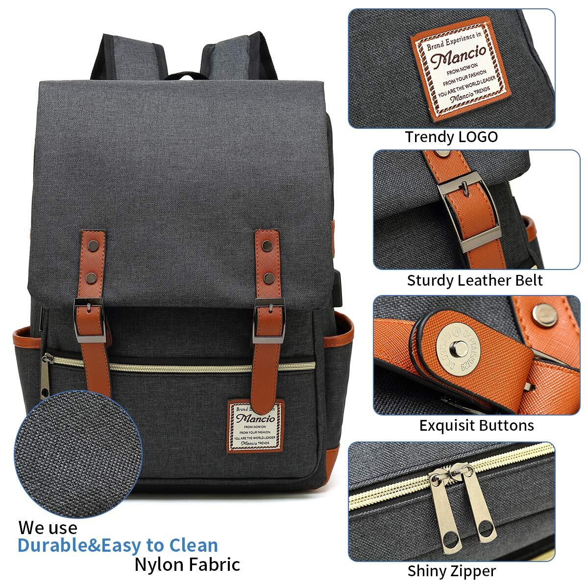Vintage Laptop Backpack with USB Charging Port, Tear Resistant Business Backpack Amazon.com: UGRACE Vintage Laptop Backpack with USB Charging  main image 3