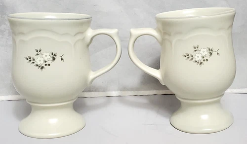Pfaltzgraff Heirloom Pedestal Mugs Lot of 2 Grey