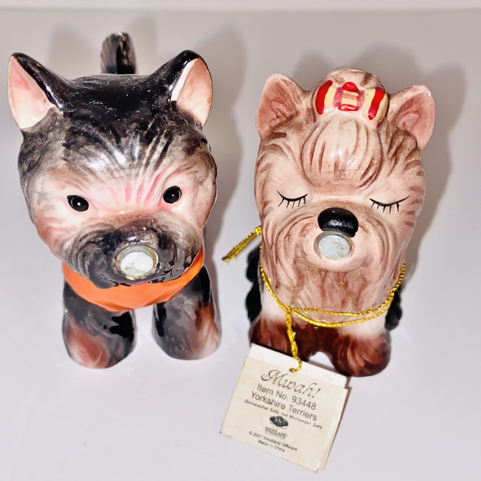 Kissing Yorkshire Yorkie Terrier Puppy Dogs Salt and Pepper Shakers