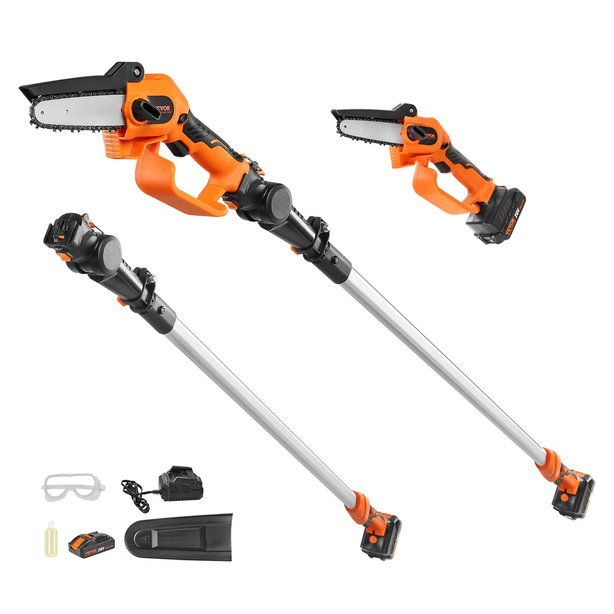 VEVOR 2 in 1 Cordless Pole Saw 20V 4Ah Battery 5