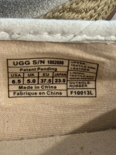 Ugg Delizah Womens Size 6.5 Beige Canvas Slip On Shoes 1002886 F10013L Off White - 第 7/8 張圖片