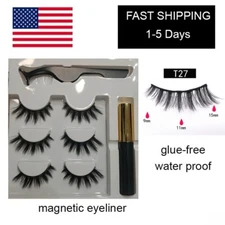 Magnetic Eyelashes With  Eyeliner Natural Look Reusable No Glue Waterproof 