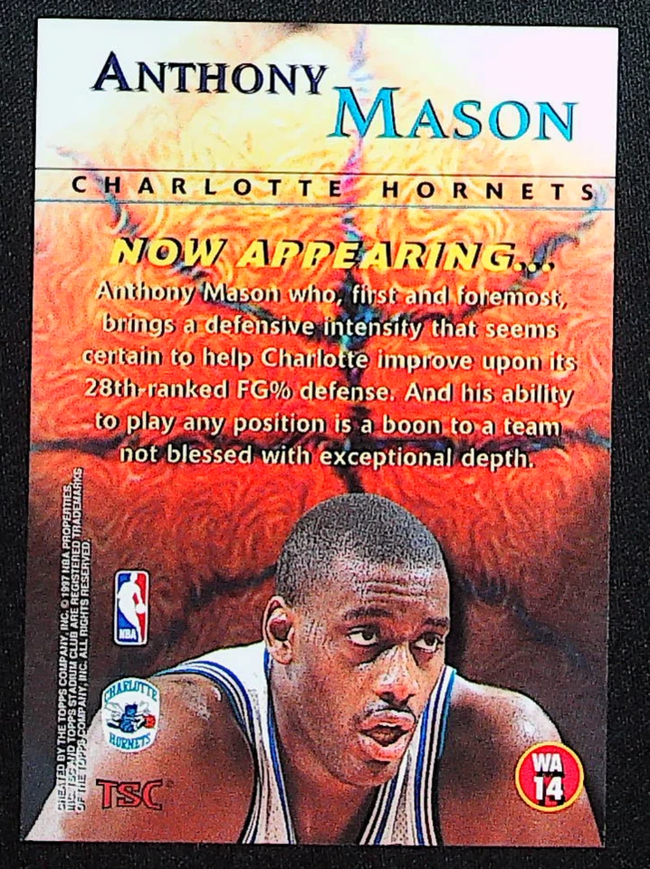 1996-97 Topps Stadium Club - Welcome Addition Anthony Mason #WA 14 - Image 2 of 2
