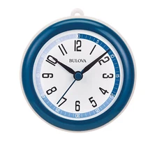 Bulova Clocks Model C4882 Shower Mate, Small, Blue and White