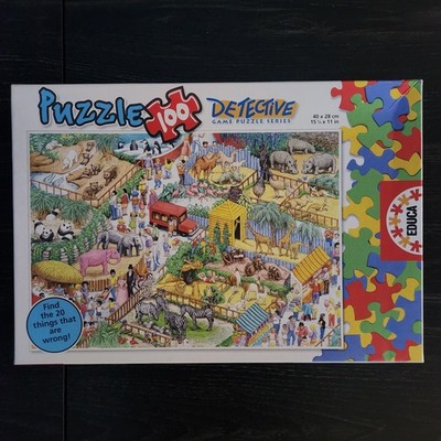 Vtg Educa 100 Piece Puzzle Detective Game Puzzle Series Zoo Animals 