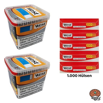 West Yellow Tabak/Stopftabak Box 2x 245g + 1000 West Red Hülsen
