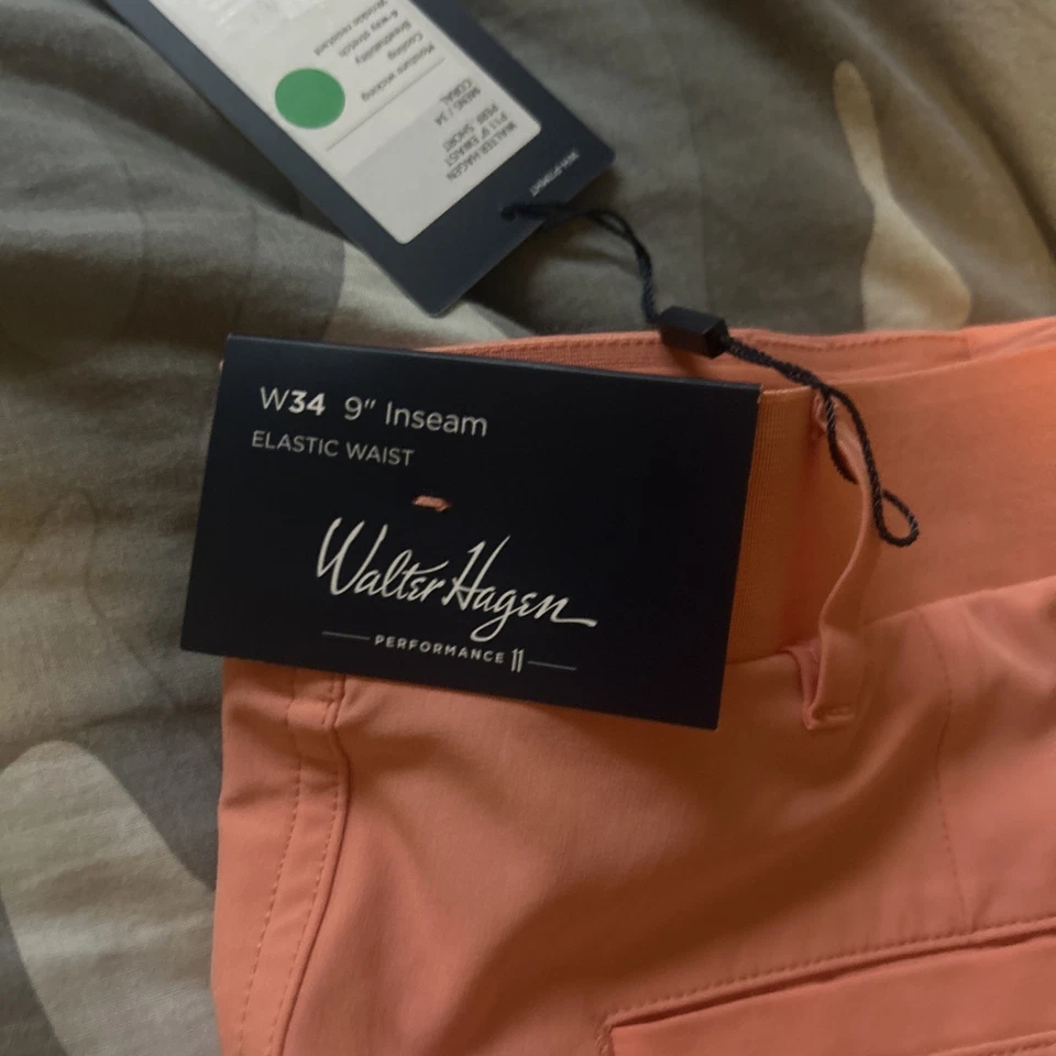 Pantalones Cortos Walter Hagen Para Hombre Talla 34 Rosa Rojo P11 Rendimiento Cintura Golf NUEVOS NUEVOS CON ETIQUETAS Foto 4 de 4
