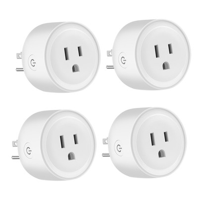 Outlet WiFi Plug, Alexa Google No for 4 FCC ETL, Hub, White Home, Pack Smart
