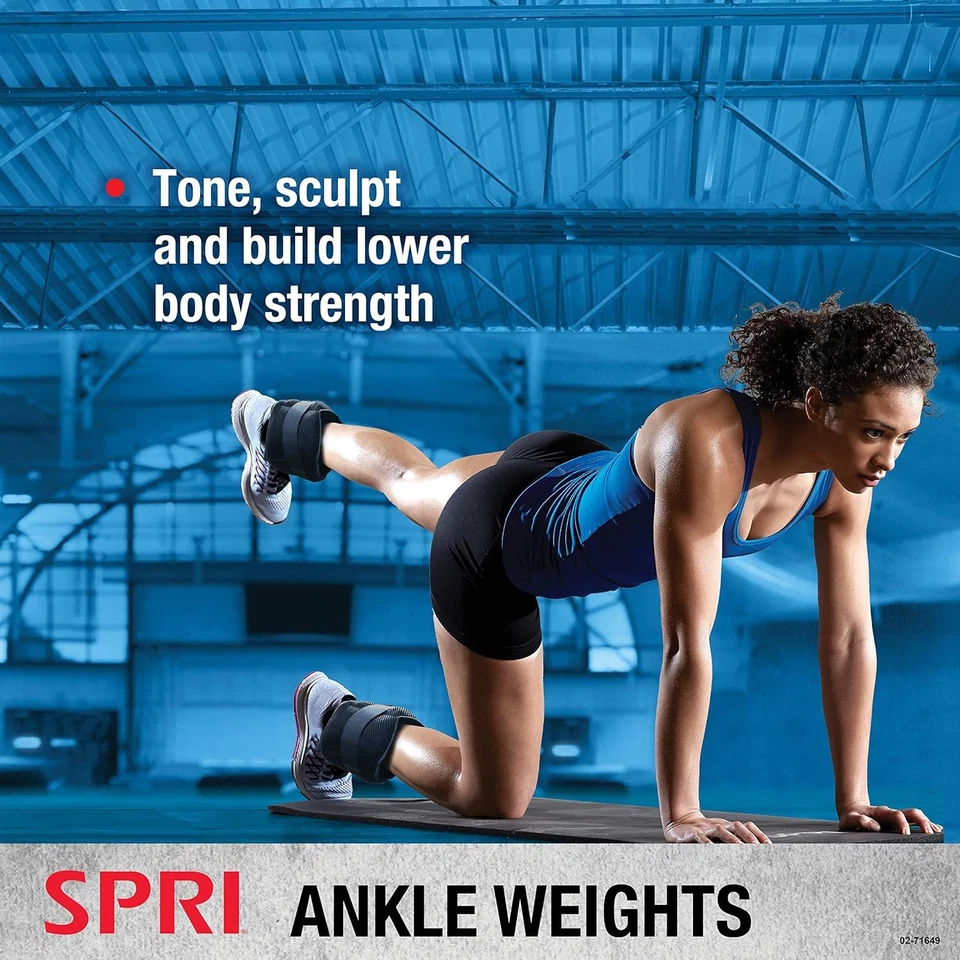 SPRI Adjustable Ankle Weights - Walking 5lb, a) 5-Pound / 2.5lbs Each (Black)  - Image 3 of 4