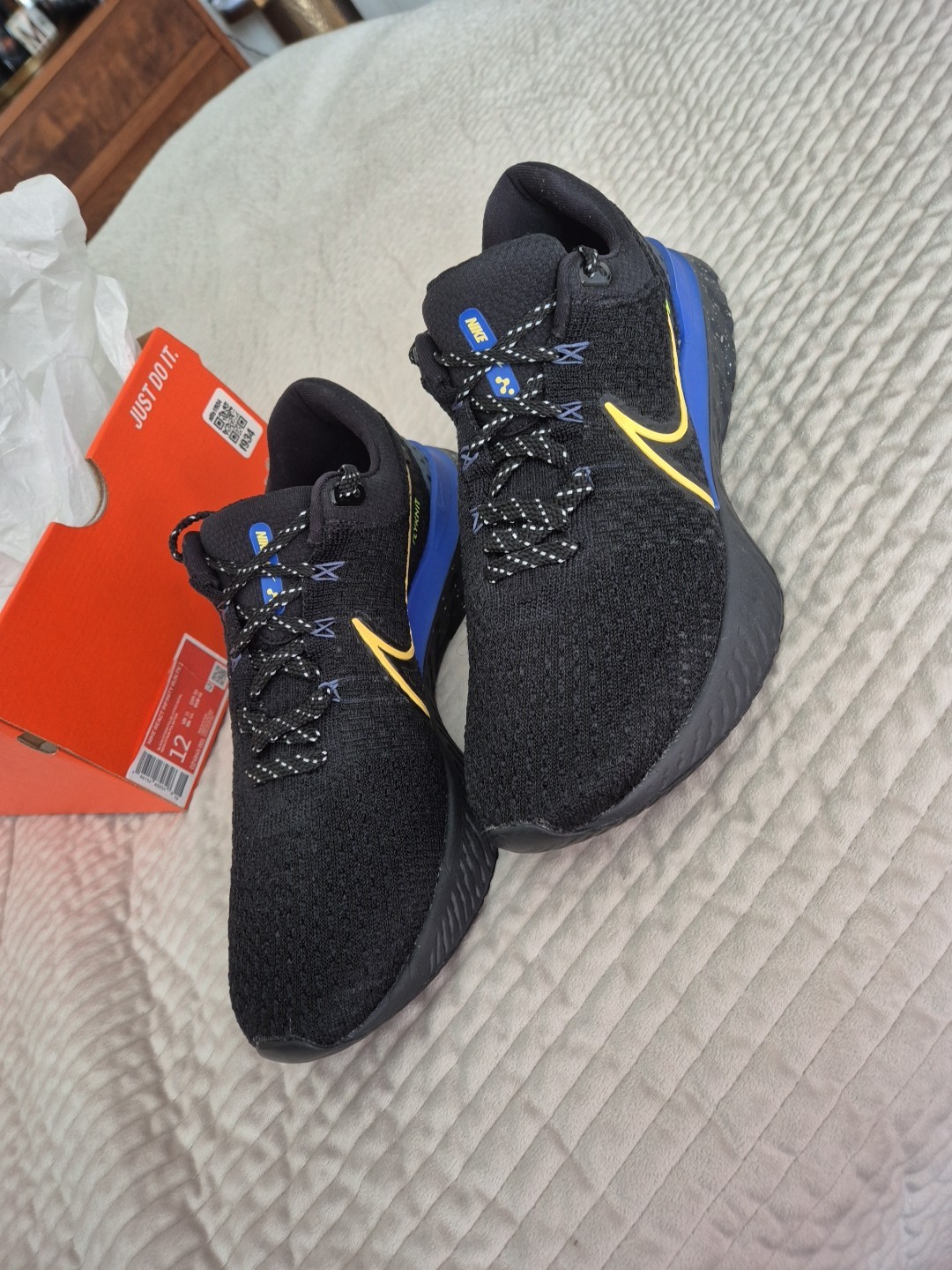 Nike React Infinity Run Fk 3 Men's Trainer Black/Citron Pulse Hyper Royal UK 11 image 4
