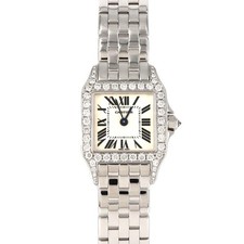 Authentic Cartier Santos de Cartier SM WG/D WF9003Y8 WG Quartz #270-004-243-9575