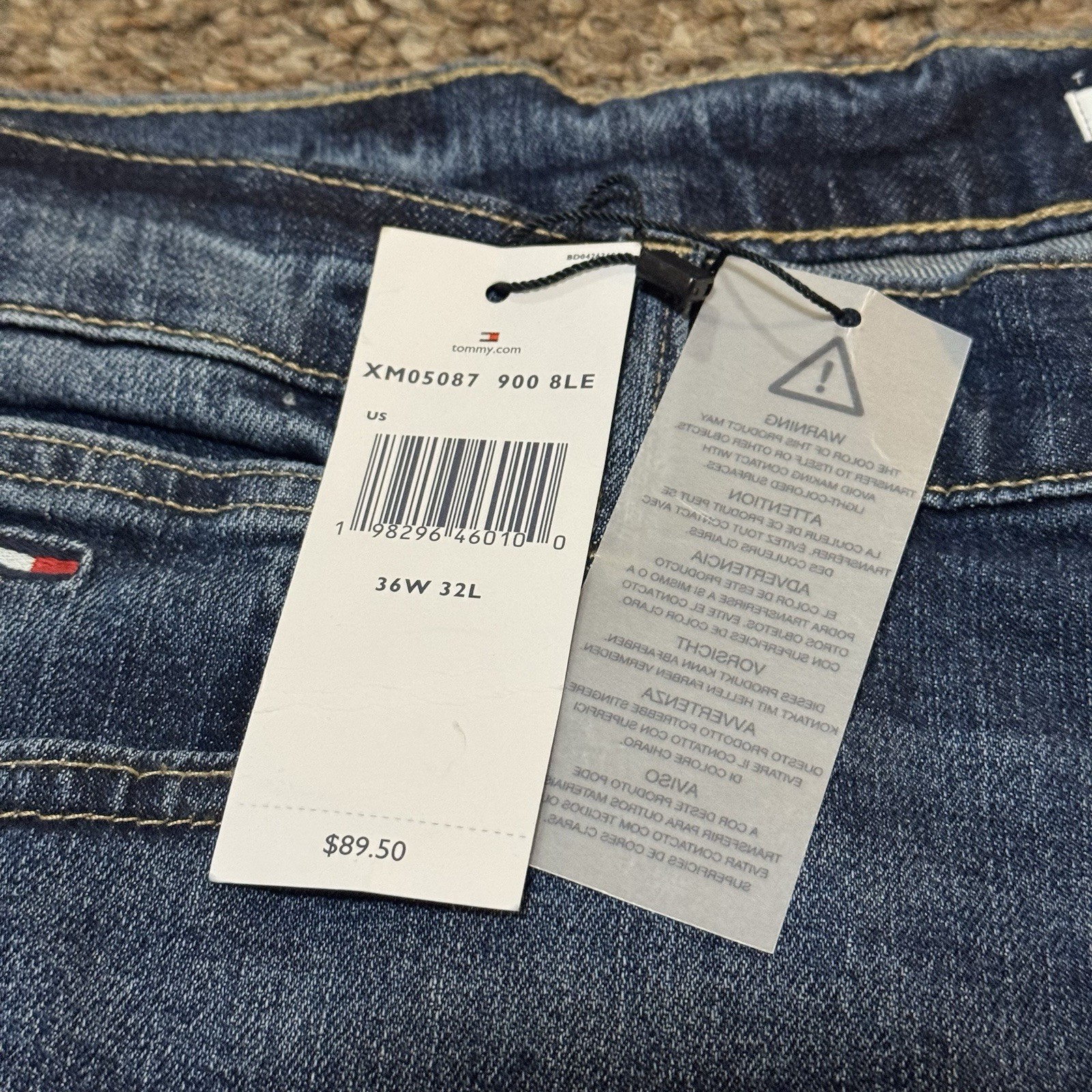 Tommy Hilfiger Men’s Jeans Size 36/32 Blue Denim Slim Fit NWT thumbnail 4