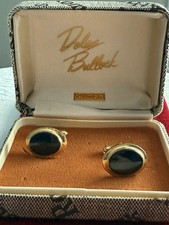 New Vintage 1960s Dolan Bullock 14k Gold Fill Onyx Cufflinks