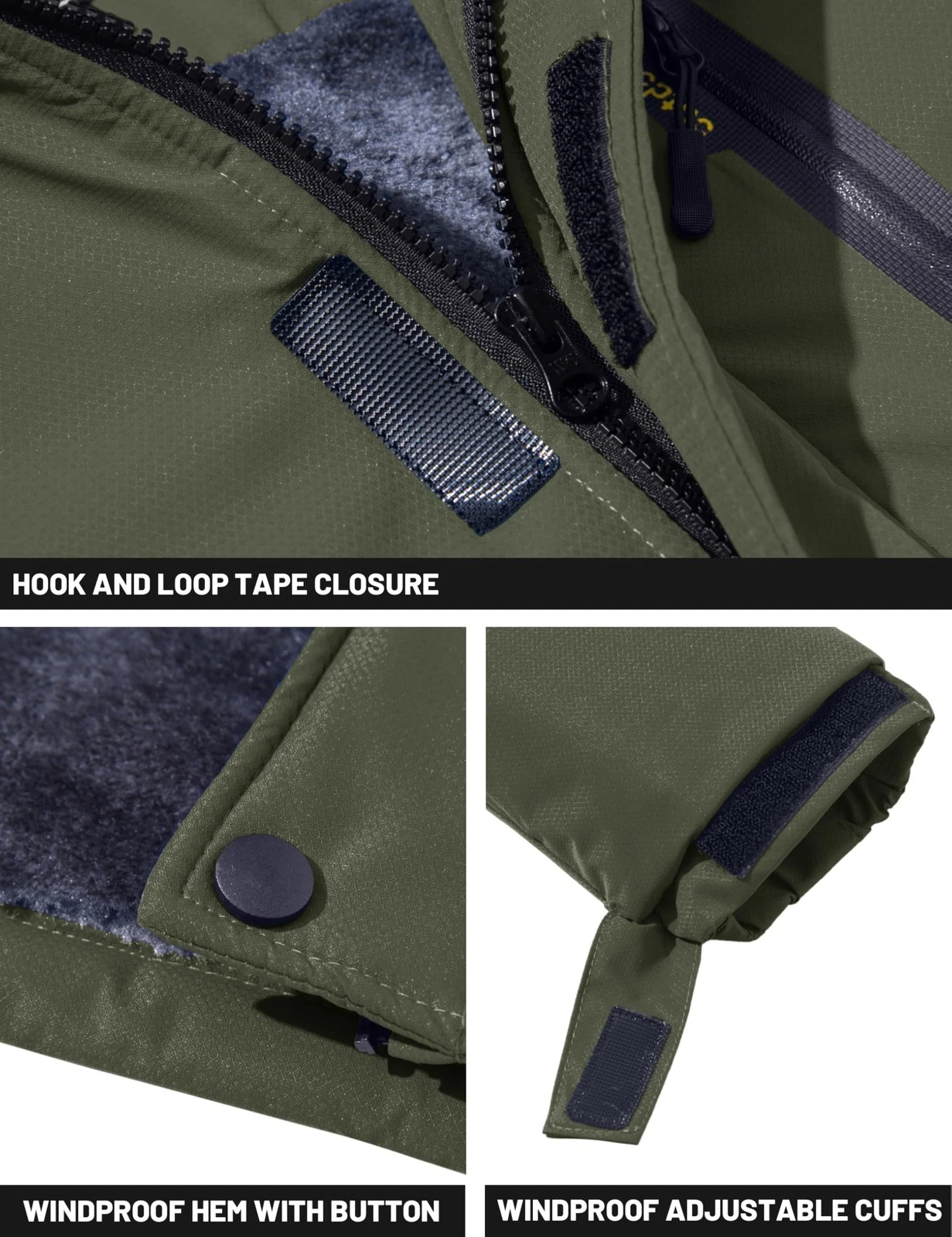 TACVASEN Winter Jacket for Men Fleece Lined Skiing Snowboarding Jacket - product detail image 7