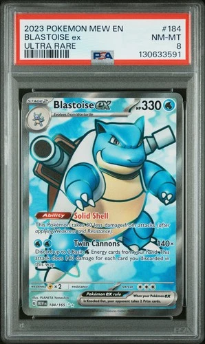 2023 POKEMON MEW EN-151 ULTRA RARE #184 BLASTOISE EX PSA 8
