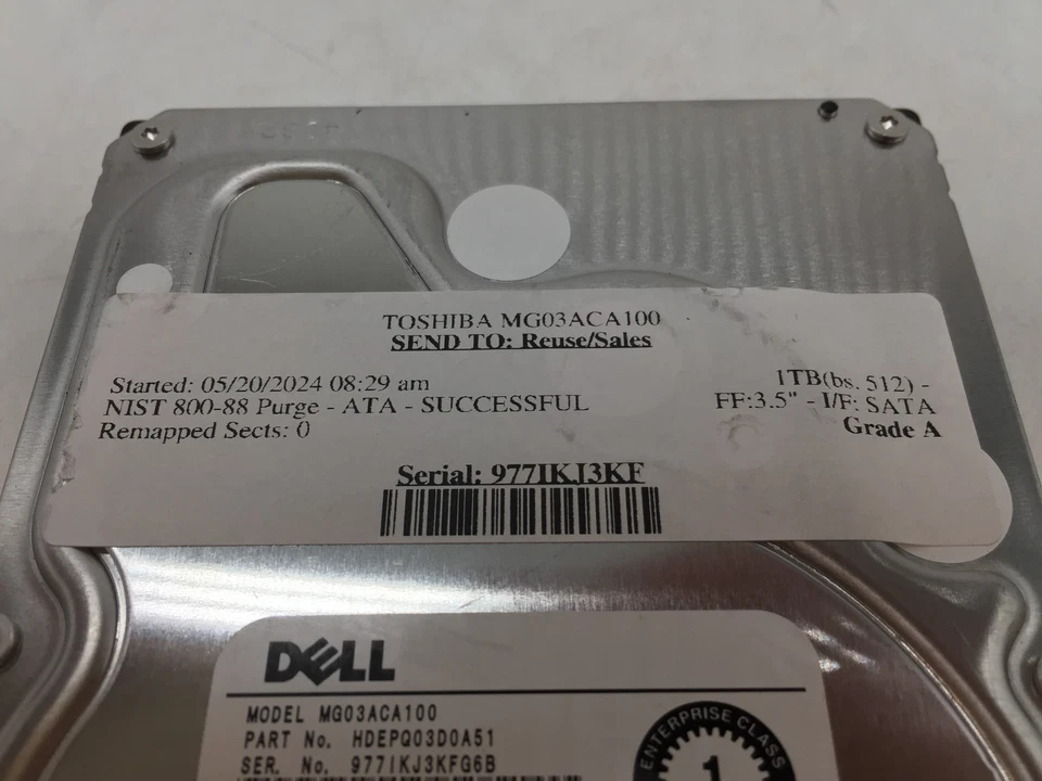 DELL MG03ACA100 1TB SATA 3.5" HDD GRADE A FREE S/H - Image 4 of 4