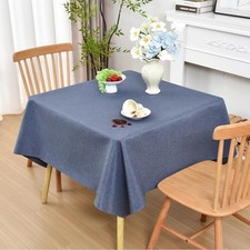 Wolkemer Square Tablecloth 60 x 60 Inches Faux Linen Water ResistantFarmhouse