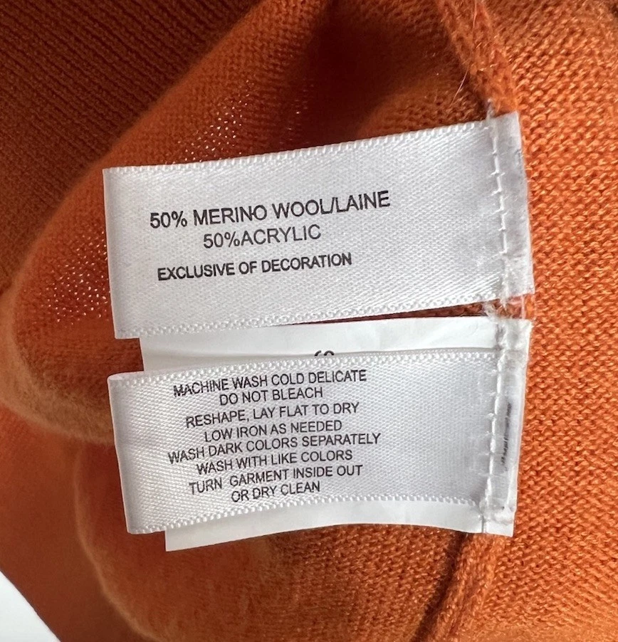 Cutter & Buck Wool Burnt Orange Sweater Mens Lg 1/2 Zip Pullover Merino Blend - Image 4 of 4