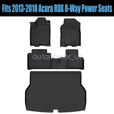 TPE Floor Mats Trunk Cargo Liner For 2013-2018 Acura RDX 8-Way Power Seats Black