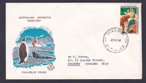 1968 AUSTRALIAN ANTARCTIC TERRITORY DECIMAL STAMP EXCELSIOR PHILATELIC COVER #9