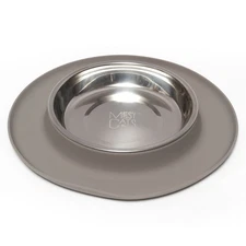 Cat Food Bowl Single Silicone Feeder Stainless Saucer Non Slip Water Station