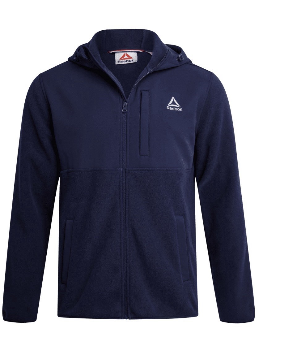 Reebok Men’s Polarfleece Jacket – XL – Hooded, Water-Resistant Fleece – NEW