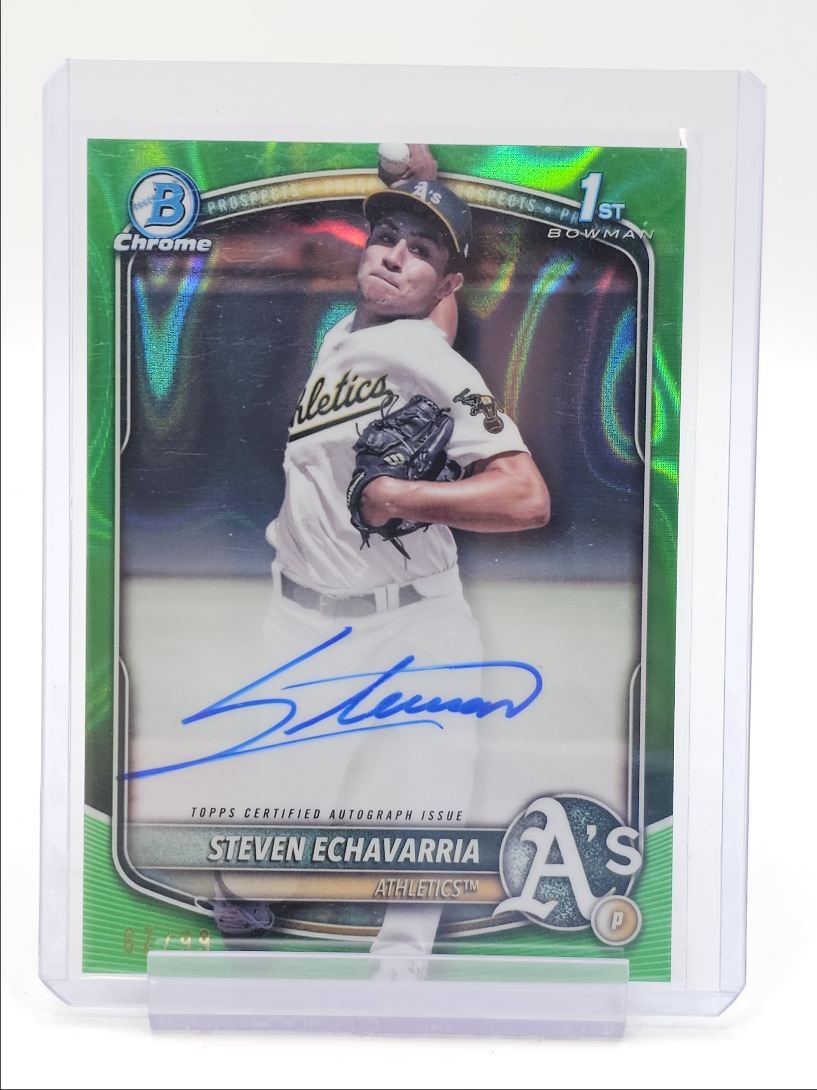 STEVEN ECHAVARRIA 2025 BOWMAN CHROME 1ST GREEN LAVA REFRACTOR AUTO /99 Q4627
