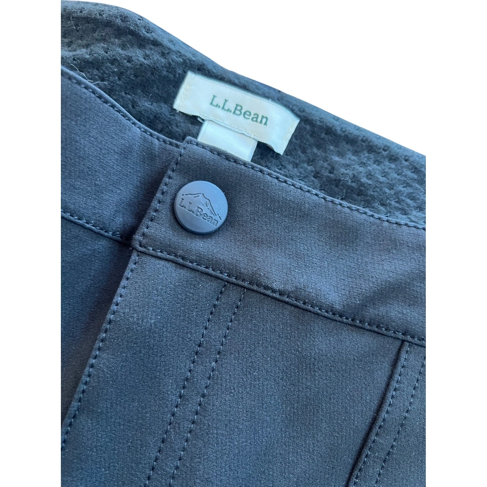 LL Bean Womens Softshell Hiking Pants Black Size 12 Reg Stretch 500698