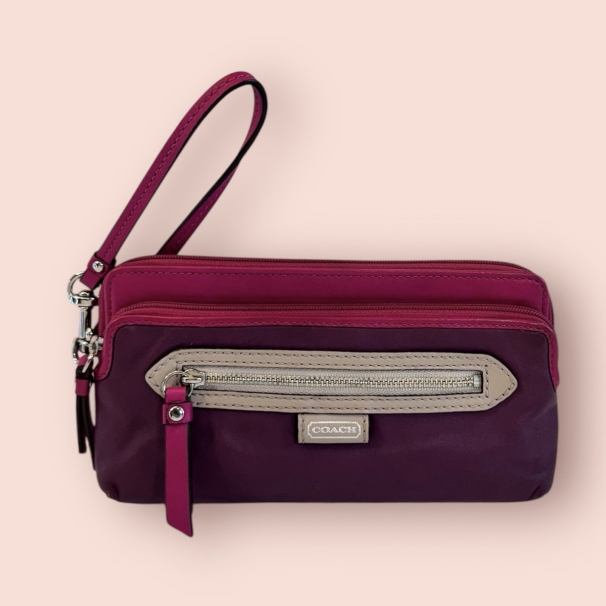 COACH Daisy Spectator Luxury Purple/Magenta Leather Wallet Clutch