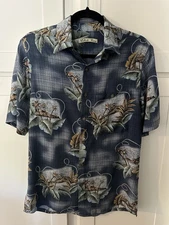 Batik Bay Shirt Adult Small Blue Diamond Head Print Button Up Aloha Hawaiian Men