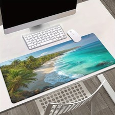 40 90cm XXL Tropical Beach Palm Trees Mouse Pad - Non-Slip Rubber Base, Large Re