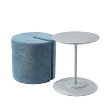 Furniture Accent Table and 18 in Round Nesting Ottoman, Modern Upholstered Fa...