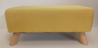 Living and Home Yellow Fabric Footstool Ottoman Bench Wooden Legs K9 P792